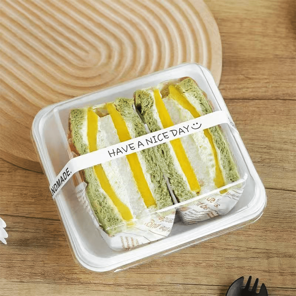 Clear PET Plastic Small Square White Cake Tray With Lid - TEM IMPORTS™
