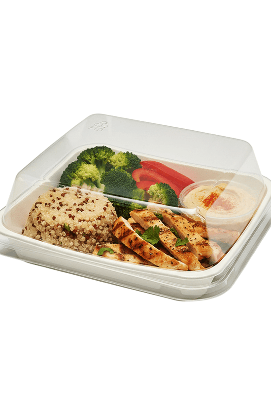 Clear PET Plastic Small Square White Cake Tray With Lid - TEM IMPORTS™