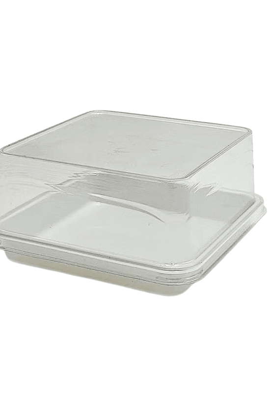 Clear PET Plastic Square Cake Tray With Lid - White - TEM IMPORTS™
