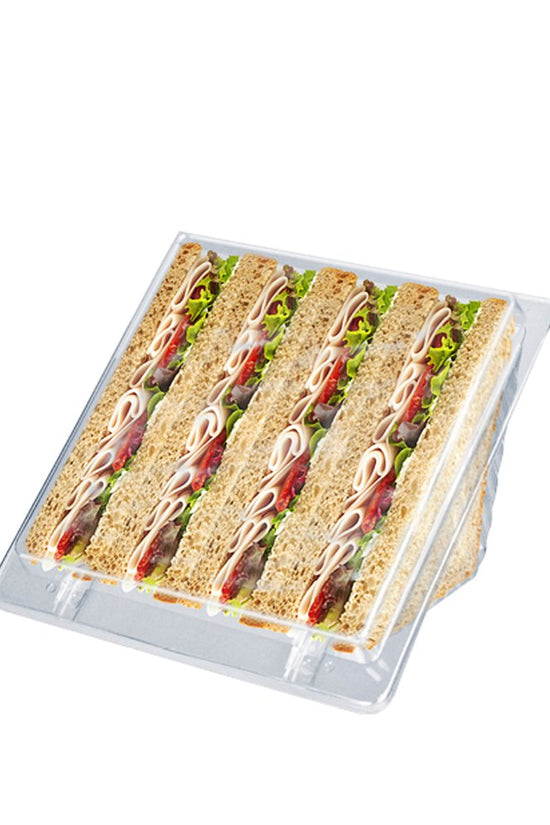Clear Plastic Sandwich Wedges Hinged Lid Container - 4 Quarter - TEM IMPORTS™