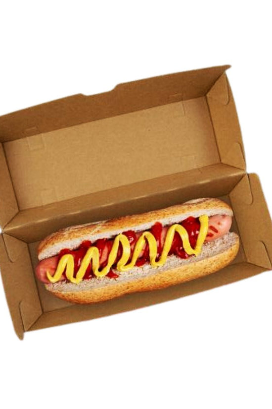 Corrugated Brown Kraft Hot Dog Clamshell Box - TEM IMPORTS™