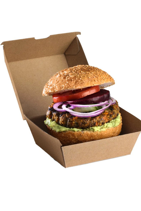 Corrugated Brown Kraft Large Burger Box Clamshell - TEM IMPORTS™