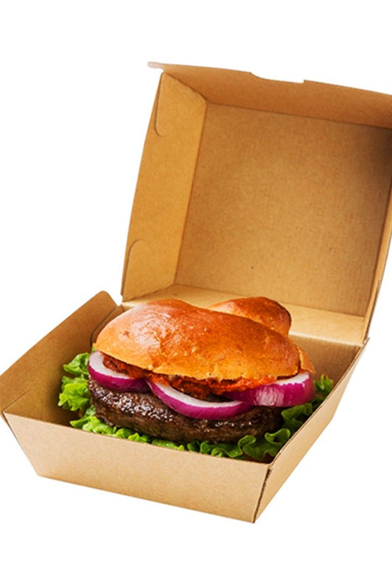 Corrugated Brown Kraft Regular Burger Box Clamshell - TEM IMPORTS™