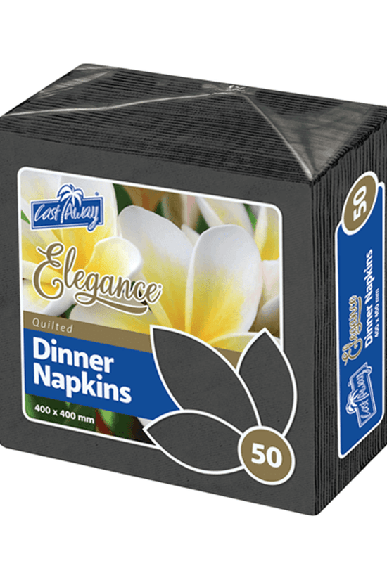 Castaway® Black Dinner GT Fold Napkins 400 x 400mm – 500/Carton