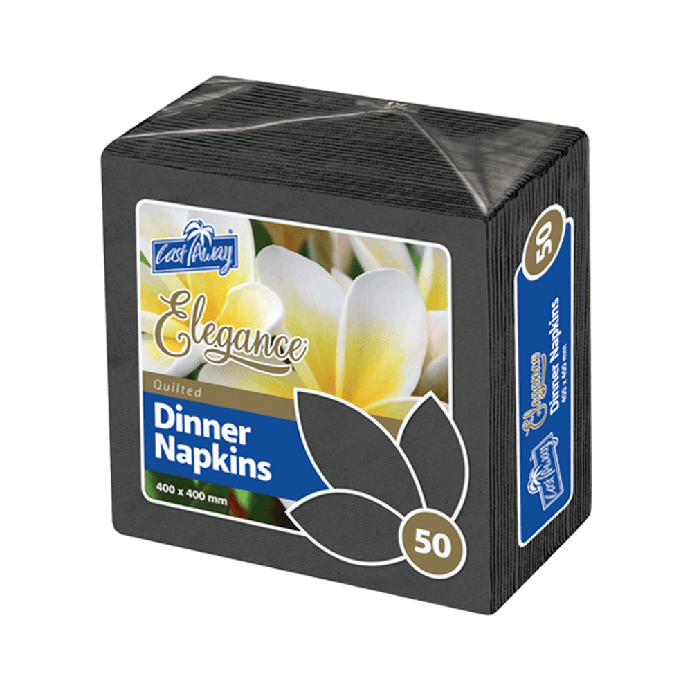 Elegance Dinner Napkins Quarter Fold Black 400x400mm - 500/CTN - TEM IMPORTS™