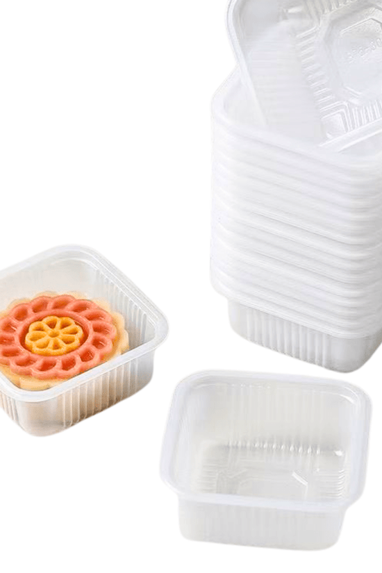 Food-Grade Plastic Mooncake Trays Matt Clear - 80x80 - TEM IMPORTS™