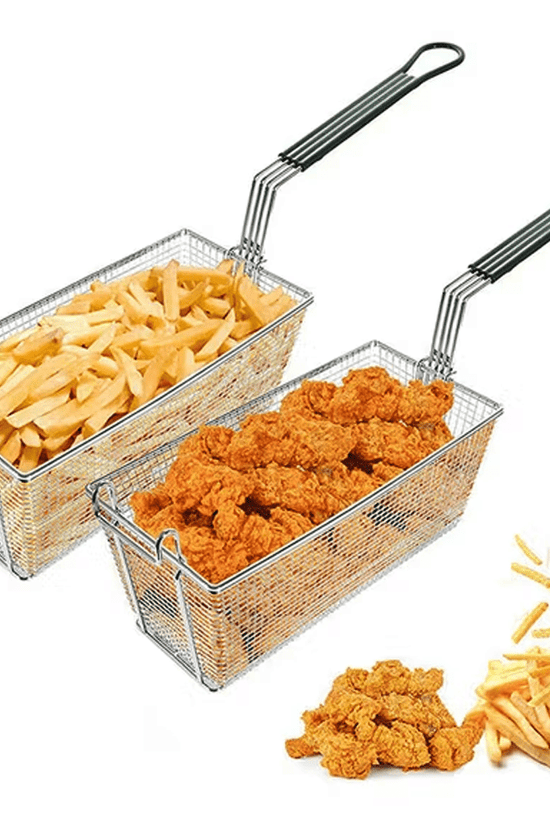 Fry Basket Rectangle With Green PVC Handle - TEM IMPORTS™