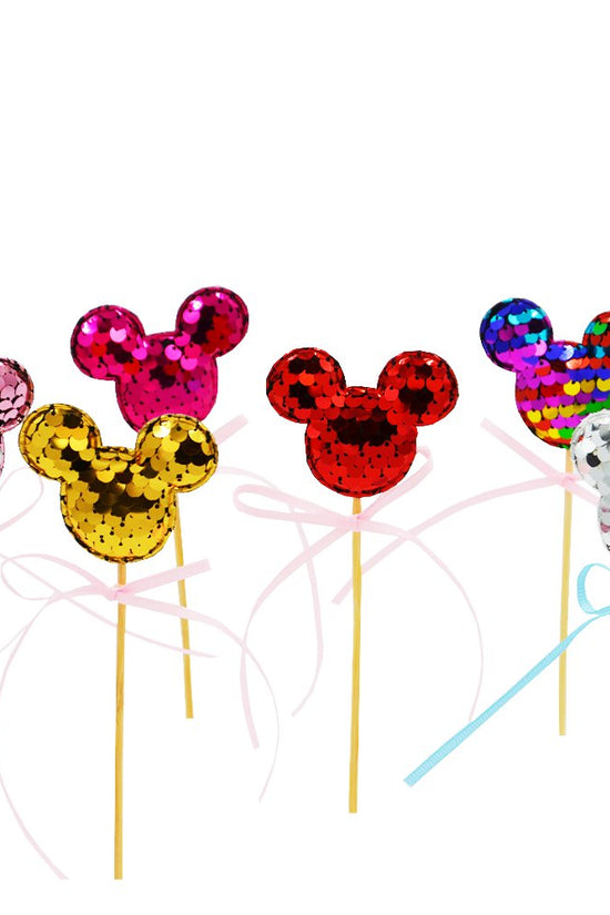 Gold Confetti Mickey Ear With Pink Bow Cake Topper - TEM IMPORTS™