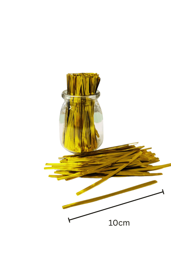 Gold Metallic Twist Tie 100mm - 500/PKT - TEM IMPORTS™