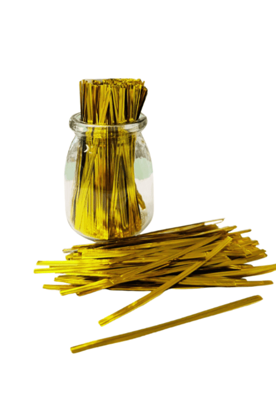 Gold Metallic Twist Tie 100mm - 500/PKT - TEM IMPORTS™
