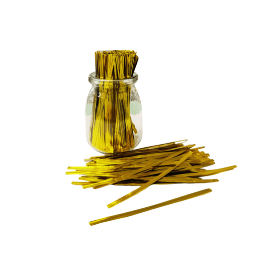 Gold Metallic Twist Tie 100mm - 500/PKT - TEM IMPORTS™