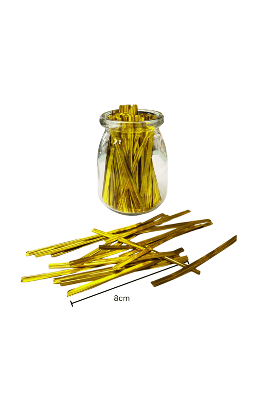 Gold Metallic Twist Tie 80mm - 500/PKT - TEM IMPORTS™