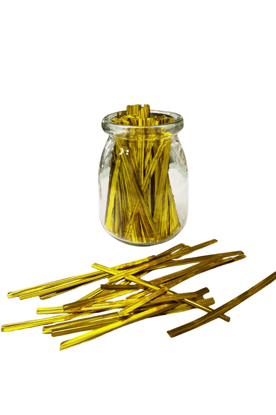 Gold Metallic Twist Tie 80mm - 500/PKT - TEM IMPORTS™