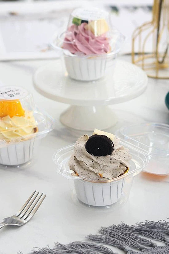 Individual Clear PET CupCake Hinged Lid Holder - TEM IMPORTS™