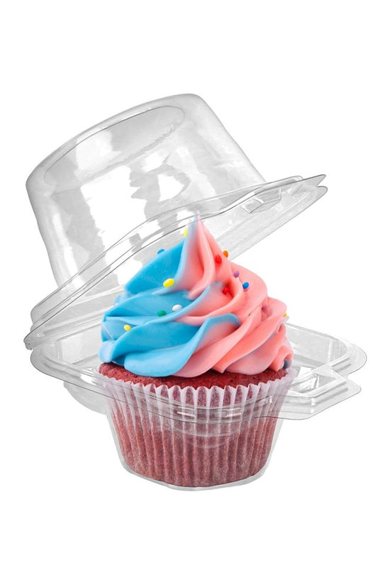 Individual Clear PET CupCake Hinged Lid Holder - TEM IMPORTS™