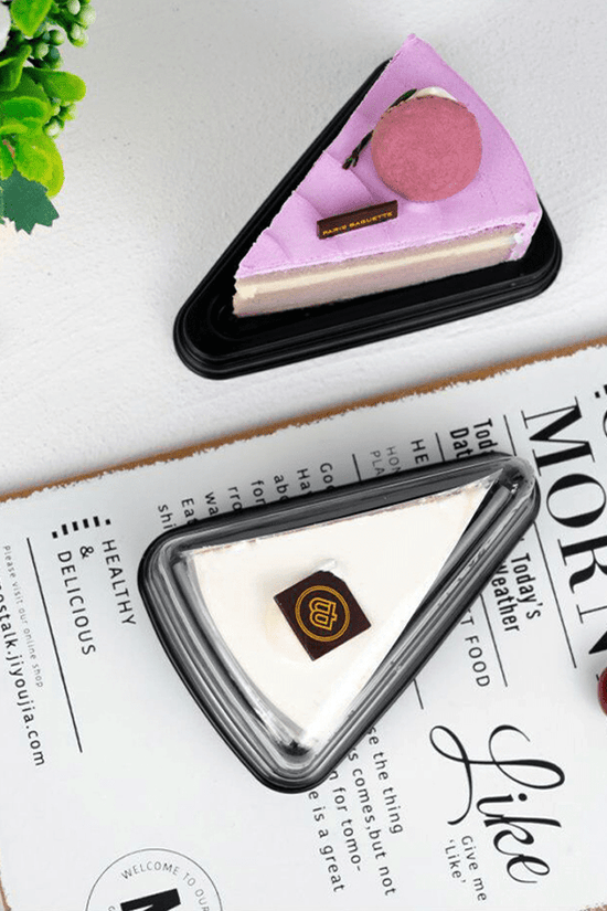 Individual Medium Black Triangle Slice Cake With Lid - TEM IMPORTS™