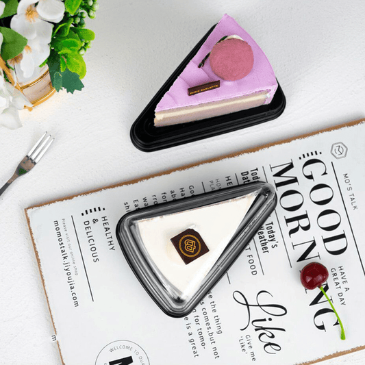 Individual Medium Black Triangle Slice Cake With Lid - TEM IMPORTS™