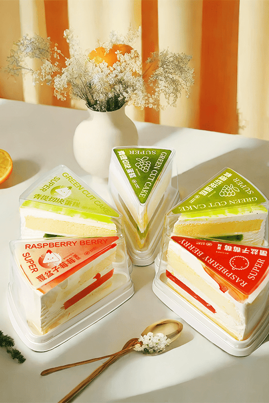 Individual Medium White High Triangle Slice Cake With Lid - TEM IMPORTS™
