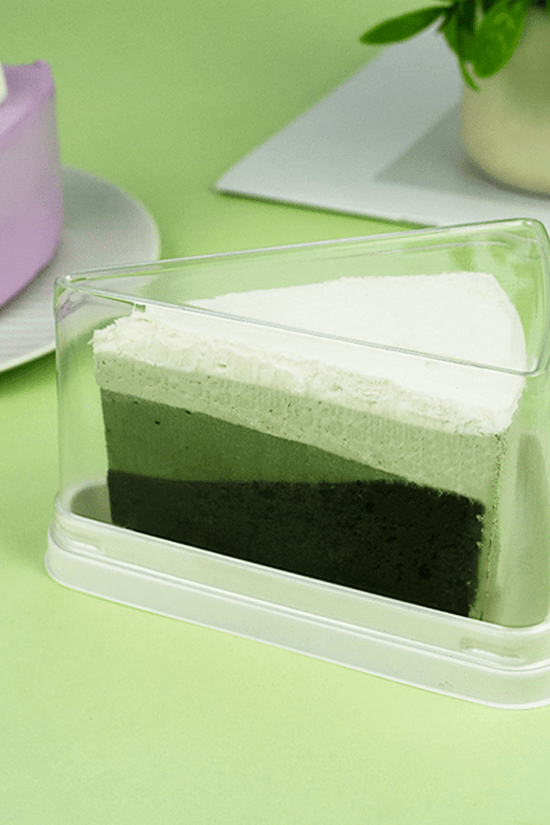 Individual Medium White High Triangle Slice Cake With Lid - TEM IMPORTS™