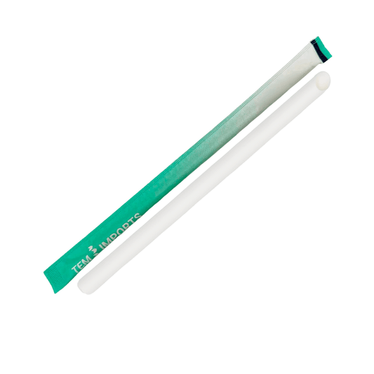 Individually Wrapped 10mm Slant-Cut Jumbo Paper Straws (White)