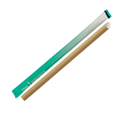 Individually Wrapped 12mm Slant Cut Paper Straw (Kraft)