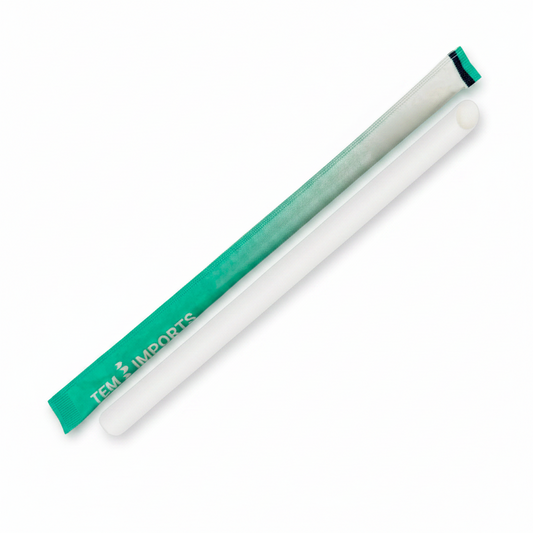 Individually Wrapped 12mm Slant Cut Paper Straw (White)