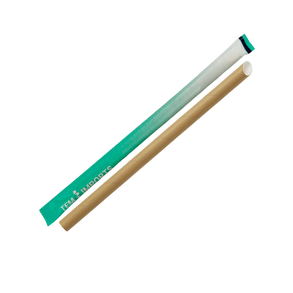 8mm Individually Wrapped Slant Cut Paper Straws (Kraft)
