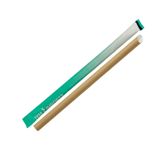 8mm Individually Wrapped Slant Cut Paper Straws (Kraft)