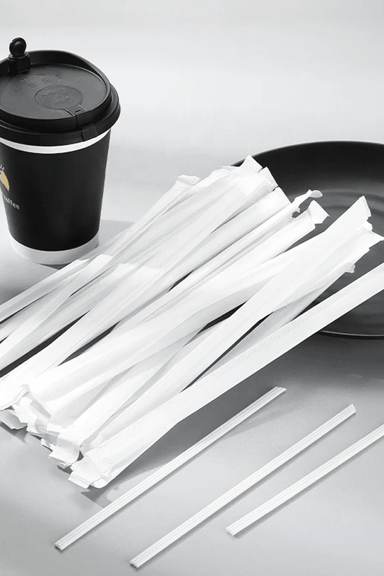 Individually Wrap PLA Three Holes Sharp End Sip Straw White - TEM IMPORTS™