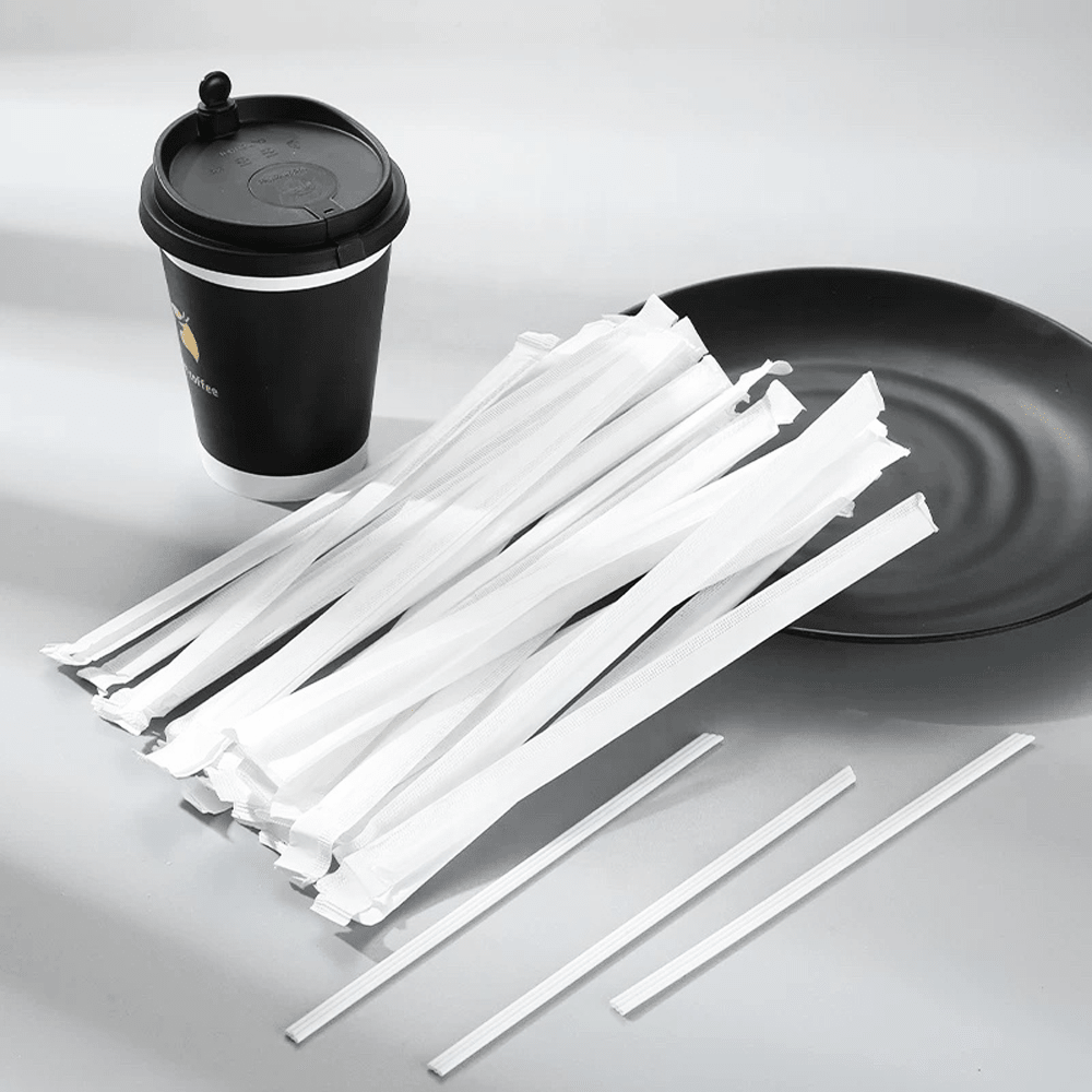 Individually Wrap PLA Three Holes Sharp End Sip Straw White - TEM IMPORTS™