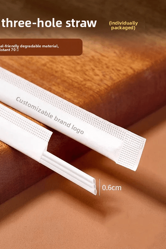 Individually Wrap PLA Three Holes Sharp End Sip Straw White - TEM IMPORTS™