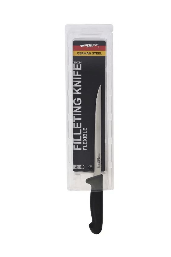 KH Kharve® Filleting Knife Flexible Black 20cm - TEM IMPORTS™