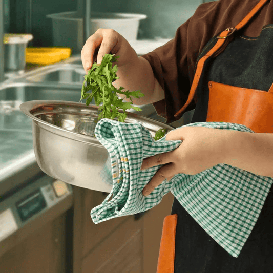KH Megachef® Checked Teatowel 50cmx70cm - Green (Pack of 12) - TEM IMPORTS™
