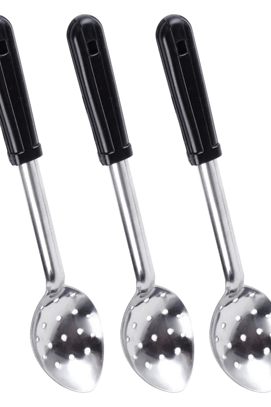 KH Serving Spoon Black Handle Perforated Stainless Steel - TEM IMPORTS™