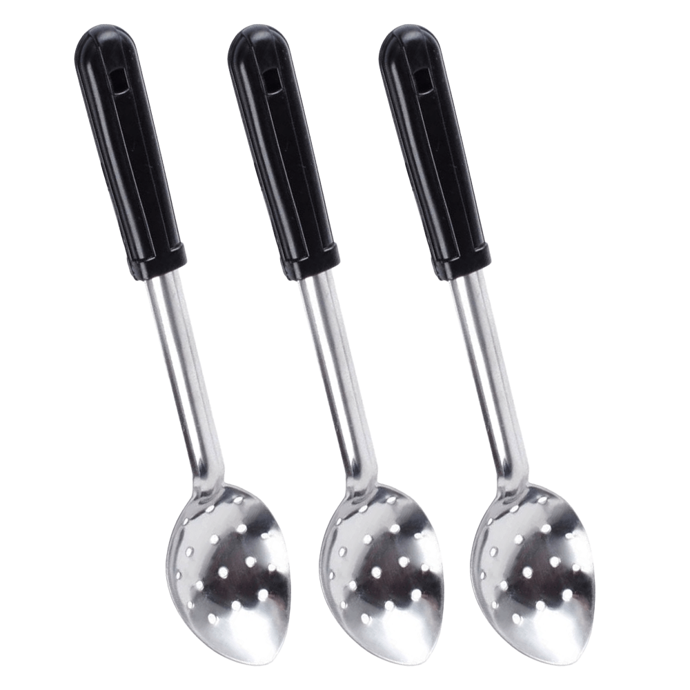 KH Serving Spoon Black Handle Perforated Stainless Steel - TEM IMPORTS™