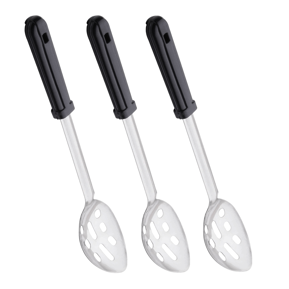 KH Serving Spoon Black Handle Slotted Stainless Steel - TEM IMPORTS™