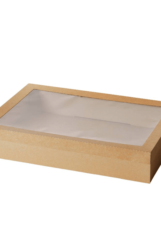 Kraft Rectangle Catering Tray Window Lid - Suit Medium Plus Tray - TEM IMPORTS™