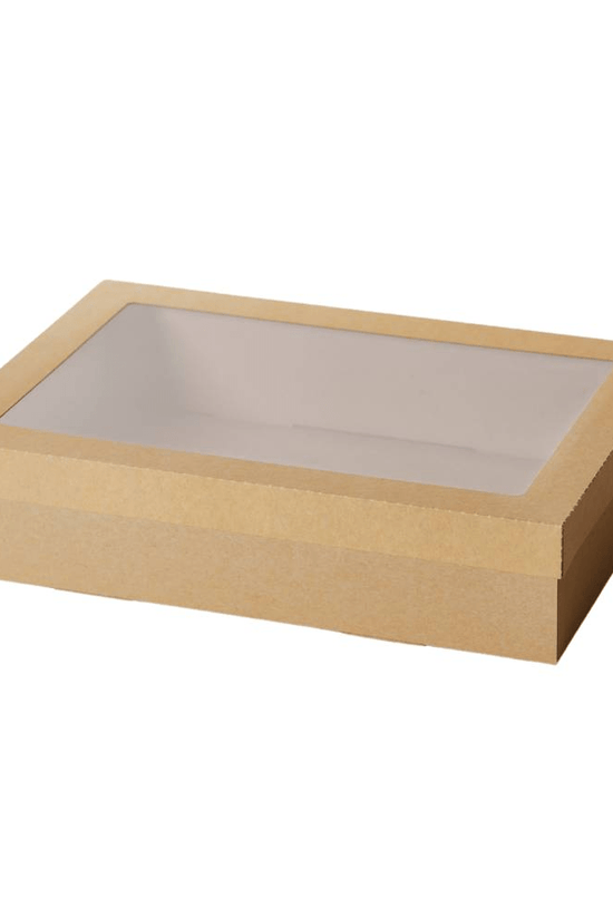 Kraft Rectangle Catering Tray Window Lid - Suit Medium Tray - TEM IMPORTS™