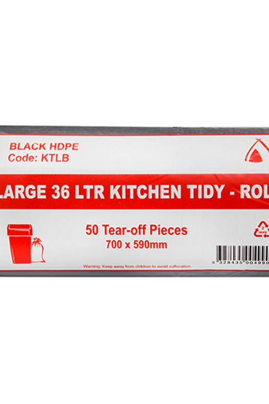Large 36Ltr Kitchen Office Tidy Bin Liners - Black - TEM IMPORTS™