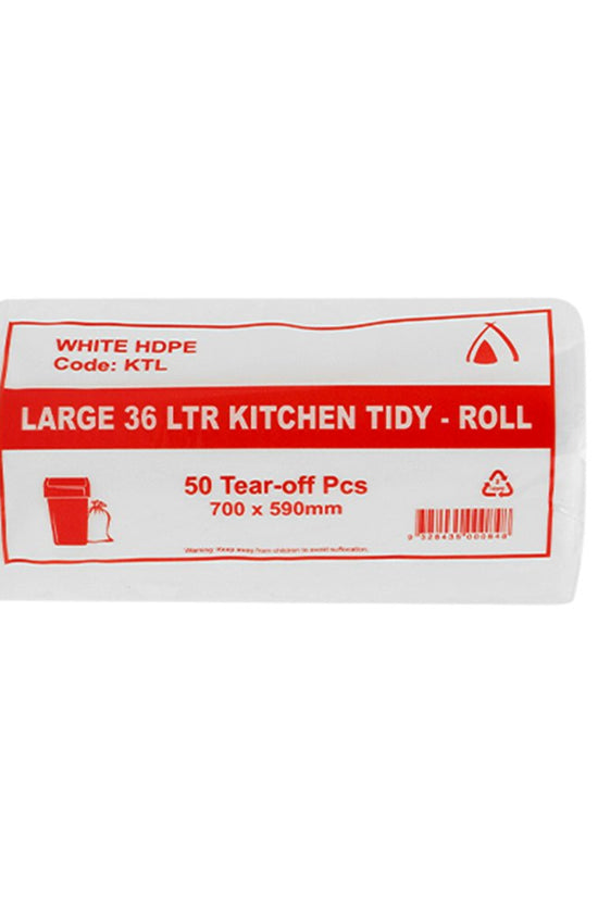 Large 36Ltr Kitchen Office Tidy Bin Liners - White - TEM IMPORTS™