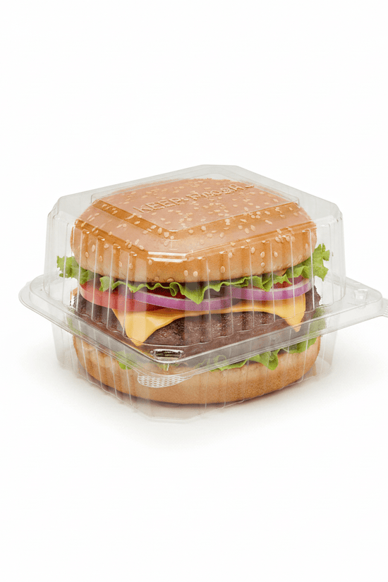 Large Burger Box Raised Hinged Lid - 300/CTN - TEM IMPORTS™