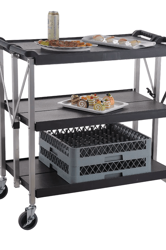 Large Foldable Utility Service Trolley Black - TEM IMPORTS™