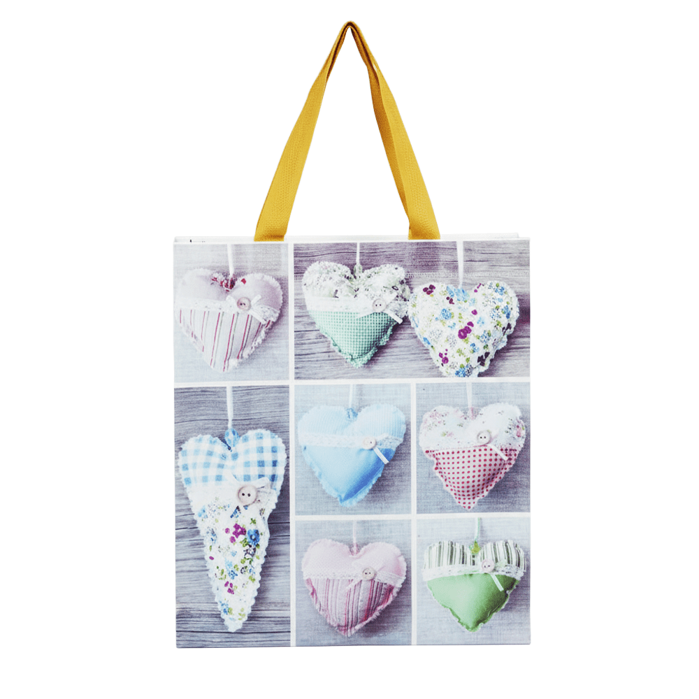 Large PP Printed Heart & Button Non-Woven Bag - Pack of 10 - TEM IMPORTS™