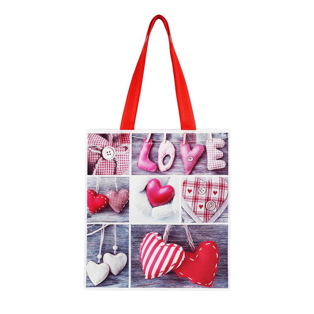 Large PP Printed Love & Hearts Non-Woven Bag - Pack of 10 - TEM IMPORTS™