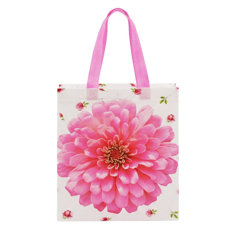 Large PP Printed Pink Daisy Non-Woven Bag - Pack of 10 - TEM IMPORTS™