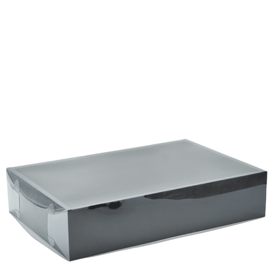 Large Rectangular Black Paper Box With Clear Lid H100 - Pack of 25 - TEM IMPORTS™