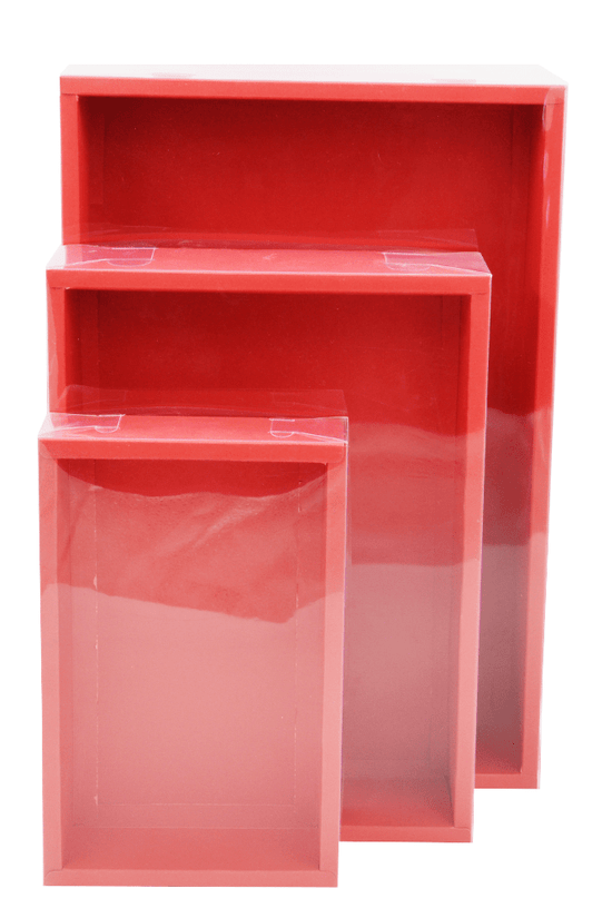 Large Rectangular Red Paper Box With Clear Lid H100 - Pack of 25 - TEM IMPORTS™