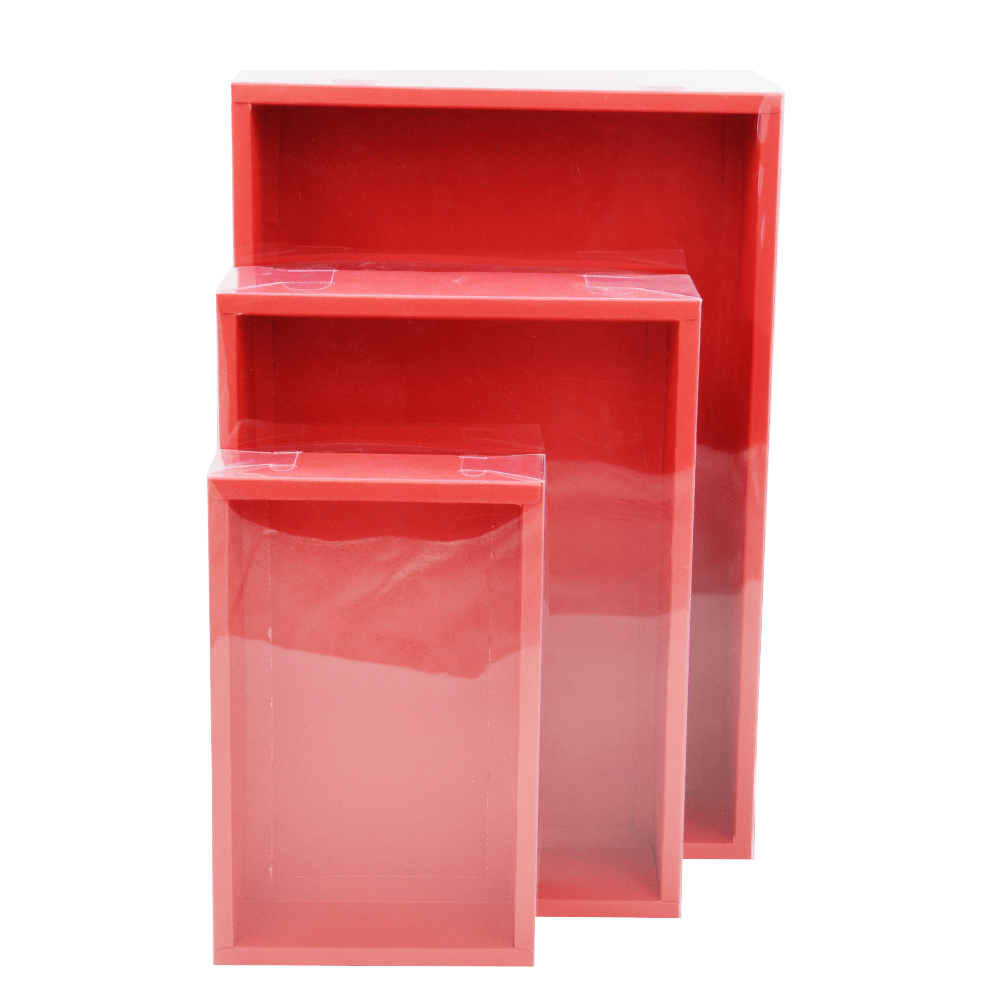 Large Rectangular Red Paper Box With Clear Lid H100 - Pack of 25 - TEM IMPORTS™