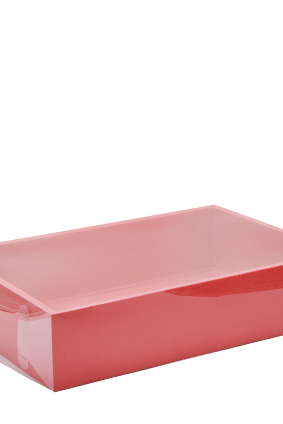 Large Rectangular Red Paper Box With Clear Lid H100 - Pack of 25 - TEM IMPORTS™