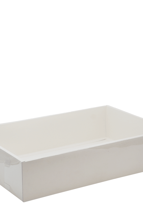 Large Rectangular White Paper Box With Clear Lid H100 - Pack of 25 - TEM IMPORTS™